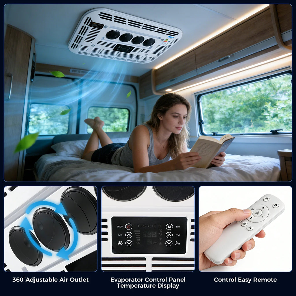 Sunster 12V/24V Schnelle Kühlung Dachklimaanlage Elektrisches Kühl-Wohnmobil-Dachparken für LKW-Wohnmobil-Kastenwagen-Wohnwagen-Reisemobil