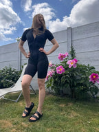 Damen-Trainingsanzug Fitness-Workout Sportkleidung Outfit Reißverschluss-Jumpsuit Yoga Fitness Overall Set Offene Rücken Bodysuits Anzug für Damen