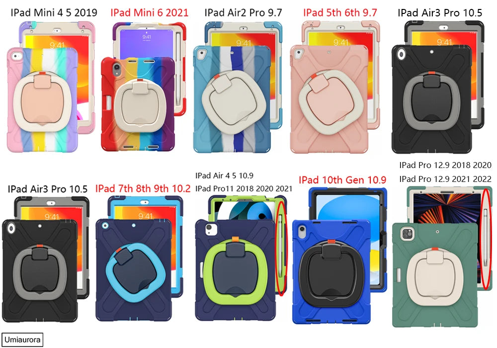 Für iPad 7., 8., 9., 10.2, 10. Generation Air 2 3 4 5 10.9 Mini 6 9.7 Pro 11 12.9 2022 Hülle Rotation Griffständer Kinder Stoßfeste Abdeckung
