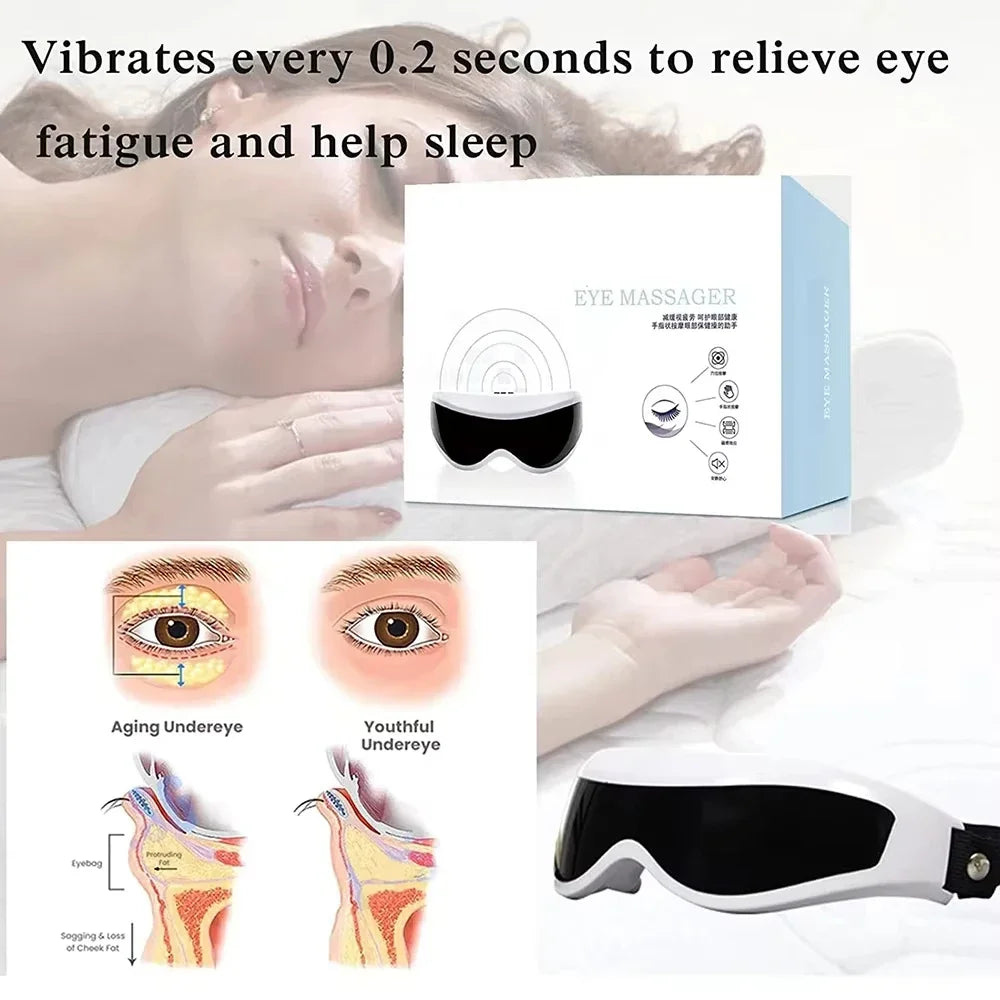 Elektrische Augenmassagegerät Maske Migräne Augen Verbesserung der Sehkraft Stirn Augenpflege Brille Massage Kabellose Vibration Gesundheitspflege