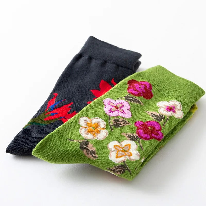 1 Paar Damensocken Cartoon Hund Krake Blume Pflanze Kawaii Lustige Freizeit Damen Baumwollsocken Strümpfe Streetwear Harajuku Crew Socken