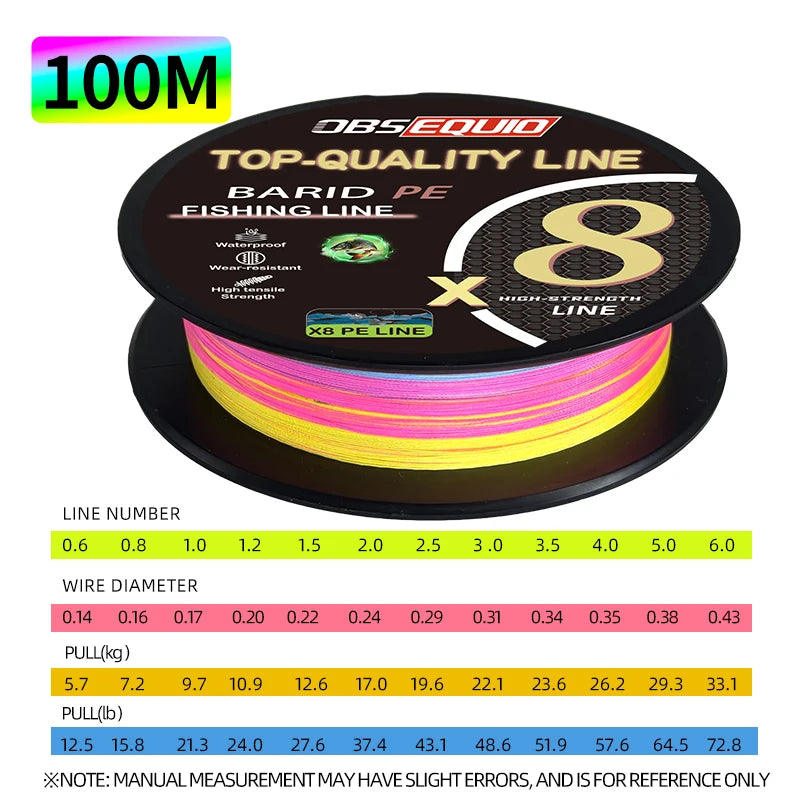 OBSEQUIO 8-fach geflochtene Angelschnur 100/150/200M X8 PE-Schnur Angelzubehör Für Angelausrüstung Karpfen Geflechtschnur