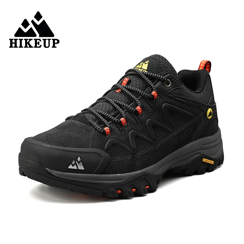 HIKEUP Leder Herrenschuhe für Herren Freizeitschuhe Mode Wasserdicht Winter Luxus Designer Marke Arbeitsstiefel Herren Rutschfeste Sneaker