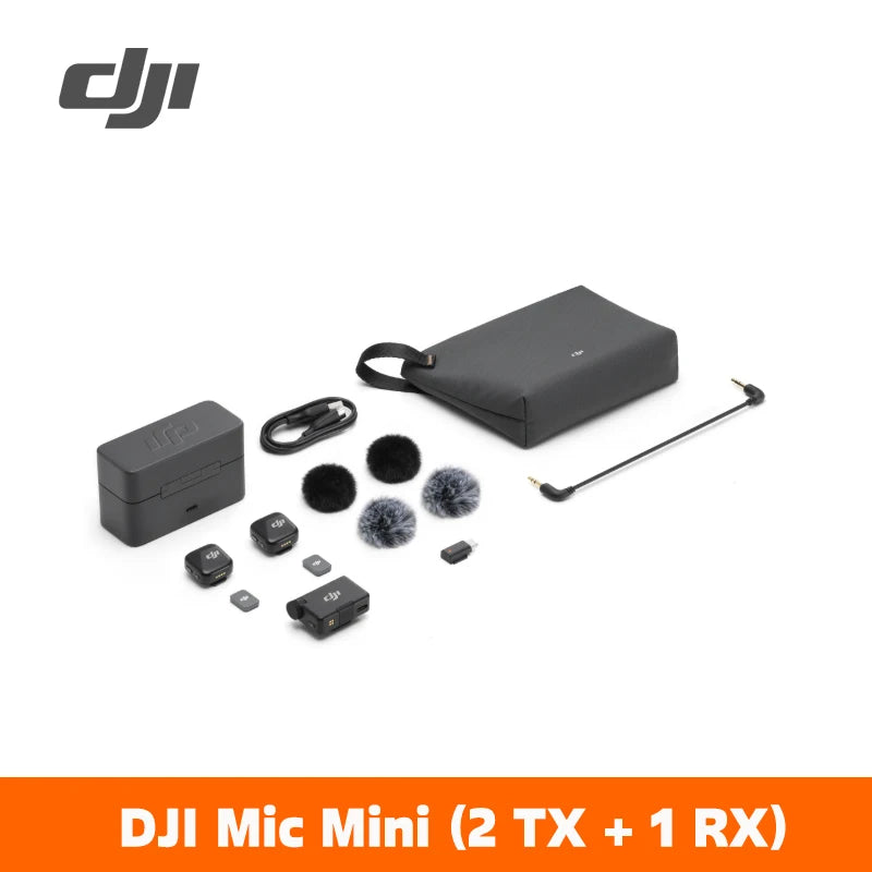 DJI Mic Mini Funkmikrofon (2 Sender + 1 Empfänger) / (1 Sender + 1 Empfänger) mit intelligenter Geräuschunterdrückung und hochwertiger Audioqualität