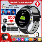 Neue genaue EKG-Smartwatch, Blutfettwerte, Fünf-Organe-Gesundheitscheck, Körpertemperatur, BT-Anruf, Sport-Smartwatches für Herren 2026