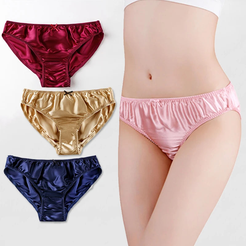 Damen 100% Maulbeerseide seidiger Slip Mode Spitze Brief Große Größe Bequeme Atmungsaktive Einfarbige Dessous Nahtlose Unterwäsche Hauptbild