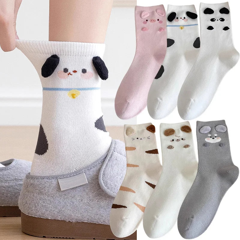 Mode Süß Niedlich 3D Tierohren Schwein Strumpfwaren Winter Warme Cartoon-Socken für Kinder Harajuku Baumwolle Weiche Hausschuhsocke Zweitbild