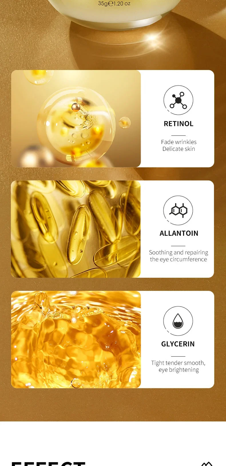 SADOER Retinol-Augencreme reduziert Augenringe und Falten, spendet Feuchtigkeit und strafft die Augenpartie, koreanisches Augenpflegeprodukt