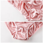 Damen 100% Maulbeerseide seidiger Slip Mode Spitze Brief Große Größe Bequeme Atmungsaktive Einfarbige Dessous Nahtlose Unterwäsche