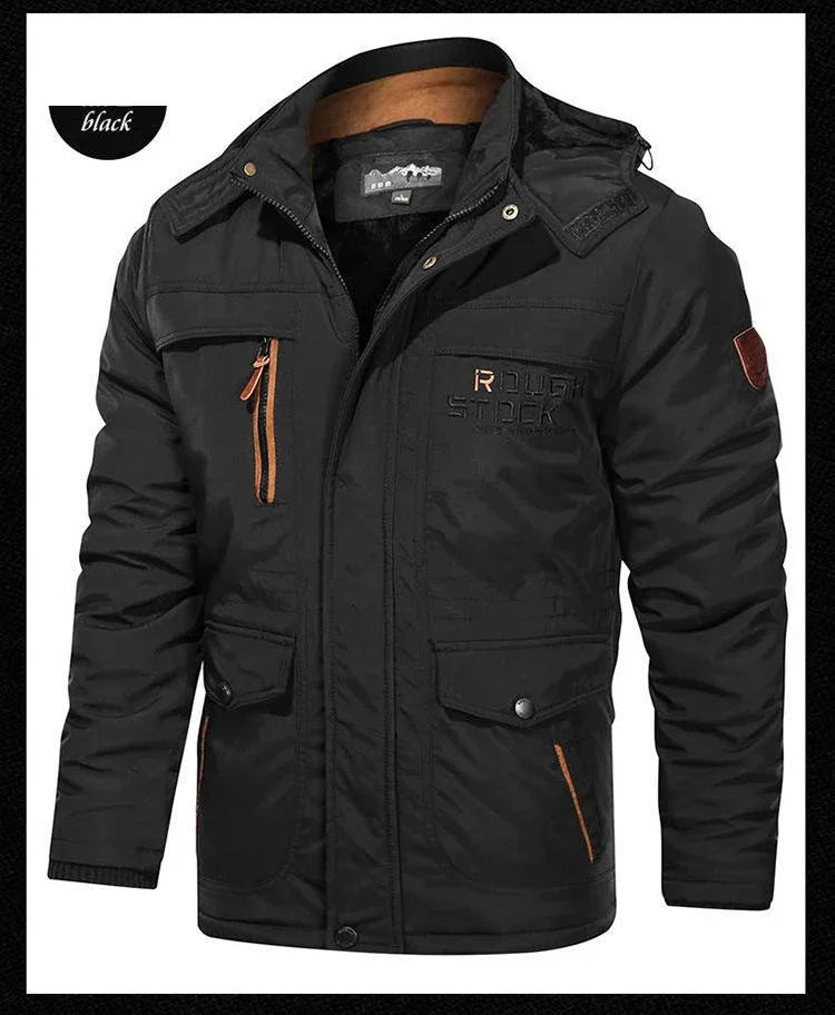 Herren Winterjacke Fleece-Futter Outdoor Parka Mantel Kapuzen-Windbreaker Militär Dick Warme Oberbekleidung Große Größe 6XL Multi-Taschen