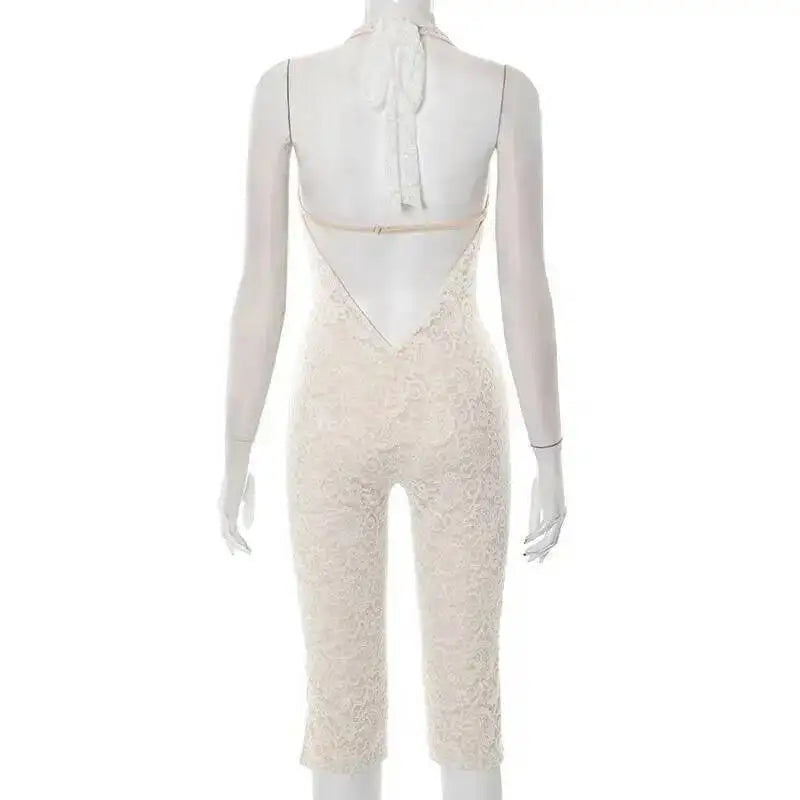 Avrilyaan Spitze Sieben-Punkte-Hose Bodycon Sexy Party Tiefer V-Ausschnitt Playsuits Damen Strampler Damen Jumpsuit 2025 Sommer Overalls