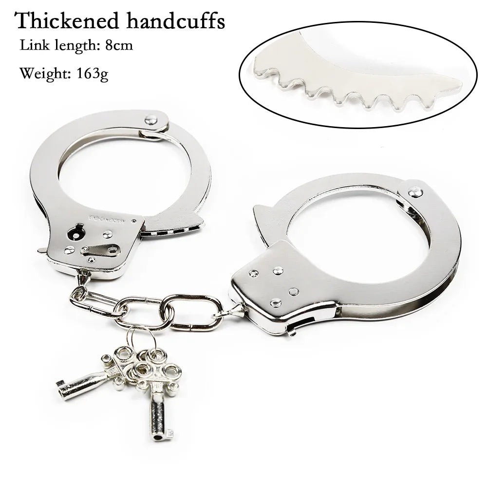 DUTRIEUX Edelstahl Handschellen BDSM Fesselset Verstellbare Metallfußfesseln Kette Fetisch Fesseln Sexspielzeug für Paare