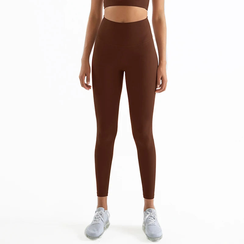 SOISOU Nylon Yogahosen Gym Leggings Damen Mädchen Fitness Weiche Strumpfhosen Hohe Taille Elastisch Atmungsaktiv Keine T-Linie Sporthosen
