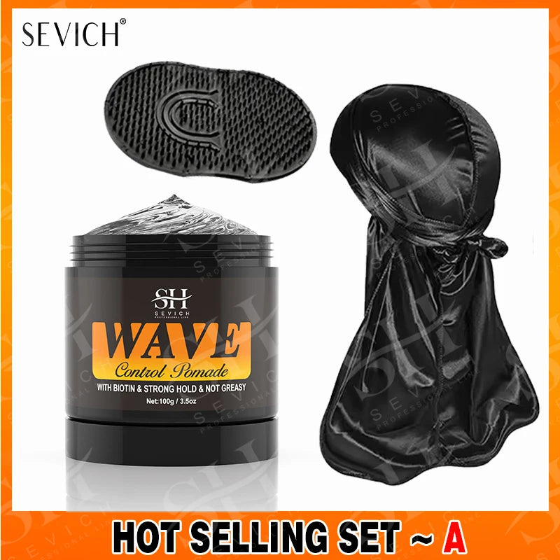 Deep Wave Control Pomade 360 Biotin Sport Starker Halt Wellen Haargel mit Bürste Wellenhaaröl Shampoo Spülung Stylingpflege