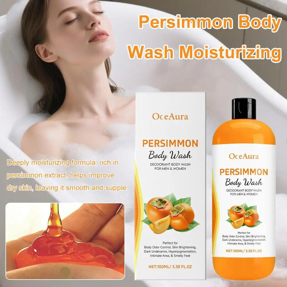 100ml Kaki-Duschgel, Peeling-Duschgel, Feuchtigkeit spendend, Haut reinigend, glatt, weich, Körpergeruch-Entferner, Badeprodukte