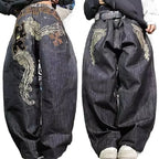 Amerikanische Y2K 2025 Neue weite Baggy Black Jeans Oversized Damen Street Casual Joker Denim-Hose Paar-Jeans Vintage Streetwear