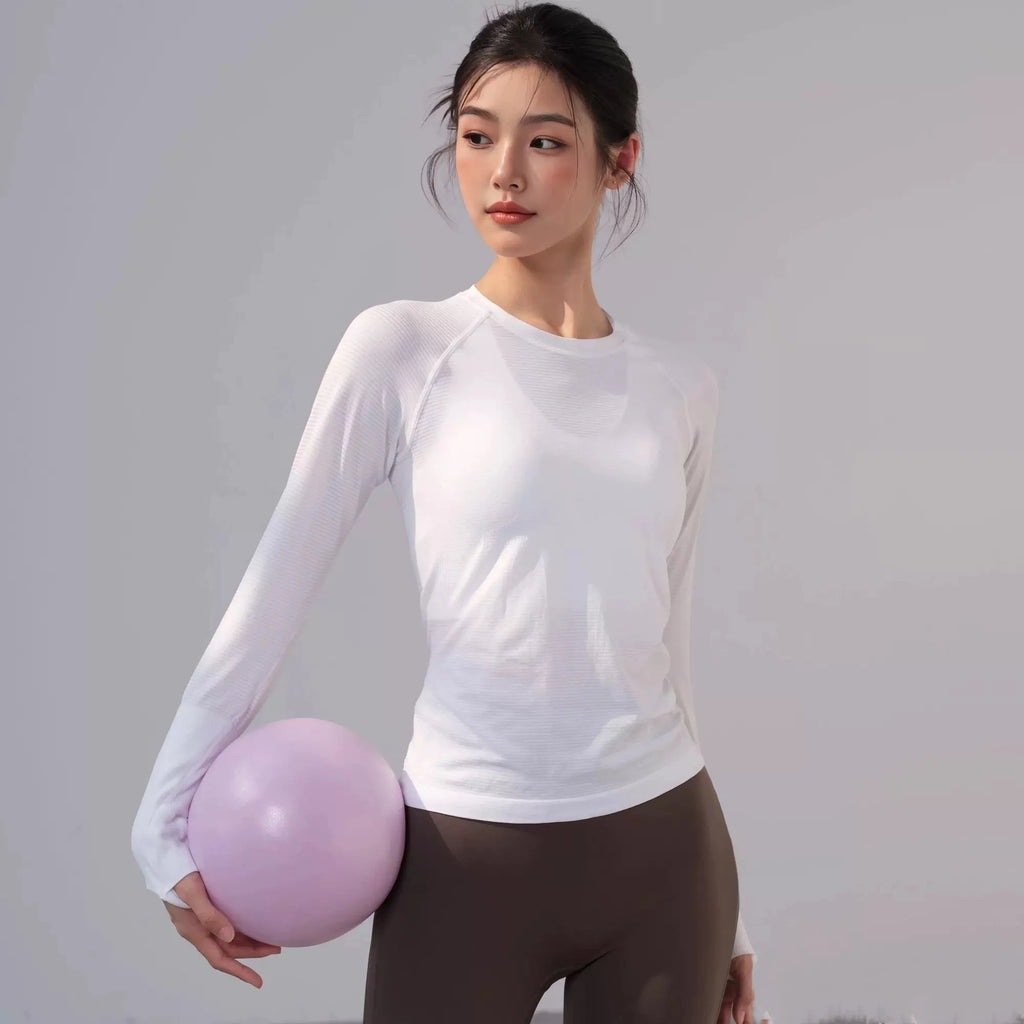 Damen Outdoor Sportshirt Yoga Wear Fitness T-Shirt Laufshirt Workout Top Damen Langarm Sportbekleidung Trainingskleidung Fitnessstudio