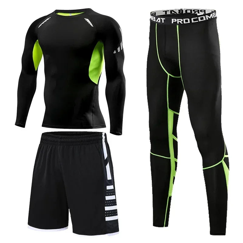 Herren Lauf-Trainingsanzug Fitness Sportbekleidungs-Set Kompressions-Leggings Sportkleidung Gym Enganliegende Jogginghose Rash Guard Lycra