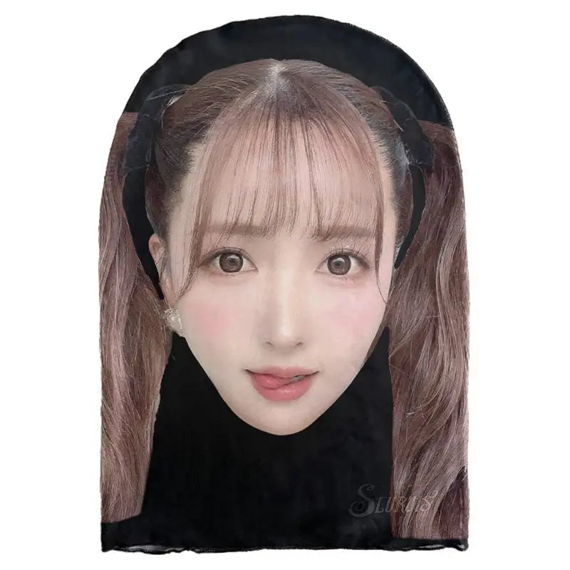 3D realistische japanische weibliche Star-Gesichtsmaske Neuheit Cosplay Kopfbedeckung Atmungsaktive Sturmhaube für Live-Stream Streichparty Halloween