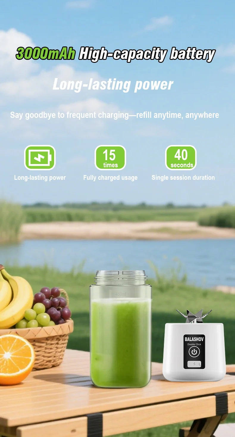 Tragbarer Entsafter Mixer 450ml USB Wiederaufladbarer Zitronen-Orangen-Frucht-Entsafter Becher Elektrische Saftmaschine Reiseentsafter