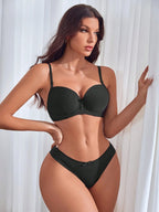 Hochwertiges sexy Dessous-Set für Damen aus Spitze mit Schnürung und Bügel-Push-up, 2-teiliges Set für den täglichen Gebrauch, Unterwäsche-Set A2127