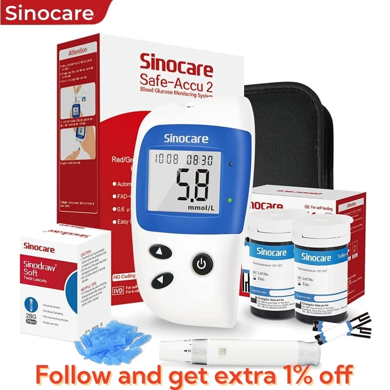 Sinocare Safe Accu2 Blutzuckermessgerät Blutzucker Testkit Diabetes Heim-Glukometer mit 50 Teststreifen oder nur Teststreifen Hauptbild