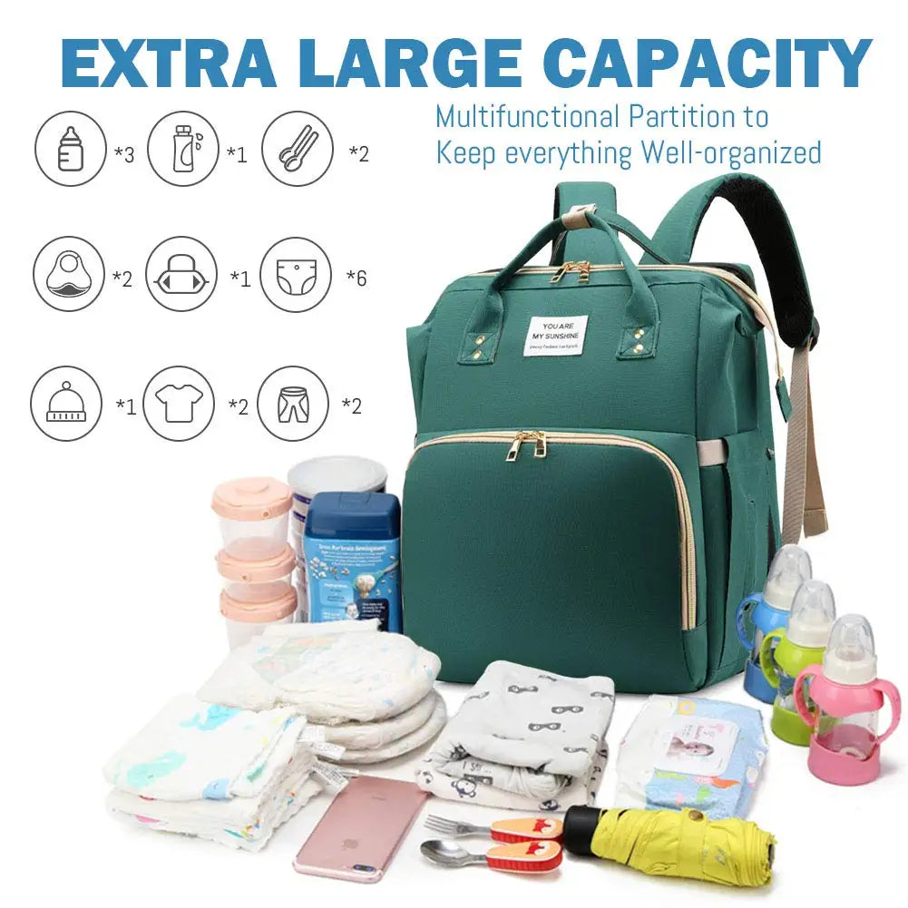3-in-1-Wickeltaschen-Rucksack, faltbares Babybett, wasserdichte Reisetasche mit USB-Ladefunktion, Wickeltaschen-Rucksack mit Wickelbett, 3 Typen
