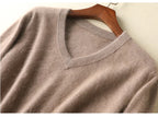LHZSYY Men's 100% Mink Cashmere Large Size Sweaters Autumn Winter Solid V-neck Casual Knit Pullovers Men Long Sleeve Warm Jumper