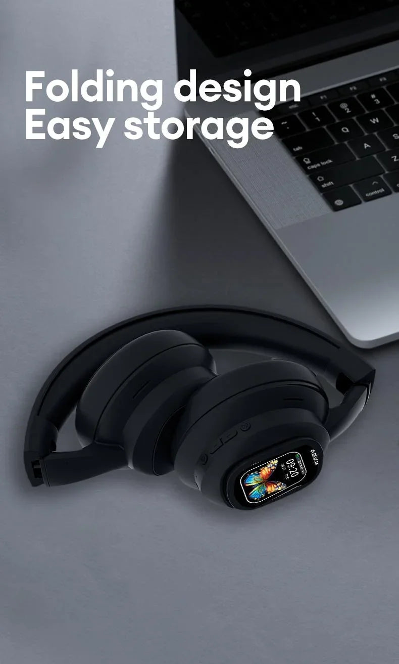 AI LCD Touchscreen Shock Bass Headsets HIFI Sound Kabellose Bluetooth-Kopfhörer ANC Geräuschunterdrückung Gamer-Ohrhörer mit Mikrofon