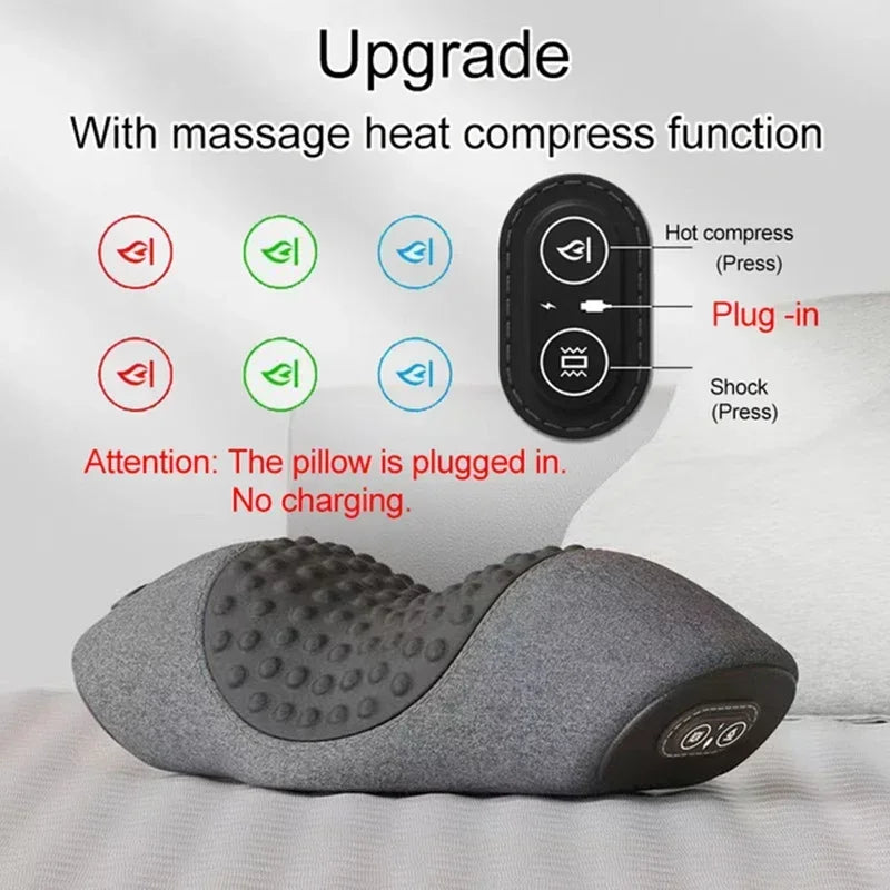 Elektrisches Nackenmassagekissen, zervikales Streckgerät, Heizung, Vibrationsmassage, Rückenextension, orthopädisches Schlafkissen, Stützkissen