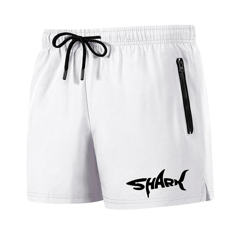 Hai-Grafik Herren Badeshorts Sommer Lässige Strandshorts mit Netzfutter Reißverschlusstaschen Schnell trocknende Badehose