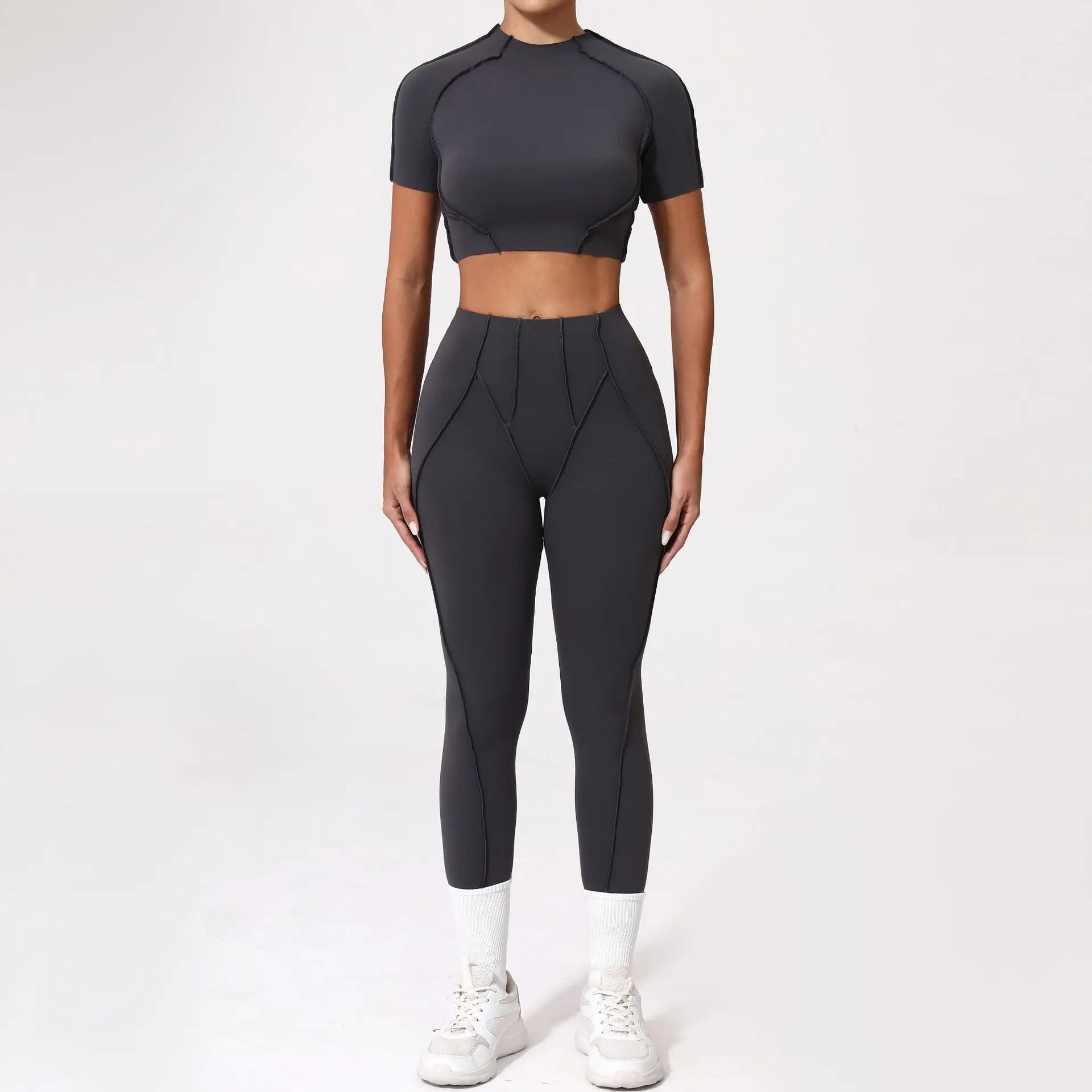 Nahtlose Yoga-Sets Sport-Fitness Hochbund-Hüfthebe-Formhose Rückenfreier BH-Anzug Workout-Gym-Leggings-Sets für Damen