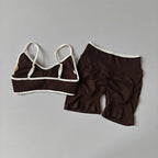 2-TEILIGER Yoga-Anzug Nahtlos mit Brustpolster Enge Sport-BHs und High-Waist-Shorts zum Draußen Tragen, Laufen, Training, Fitness, Yoga-Set