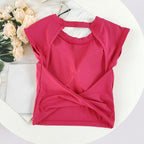 Damen Slim Fit Sport-Tanktop mit offenem Rücken, integrierten BH-Schalen, atmungsaktiv, für Pilates und Yoga