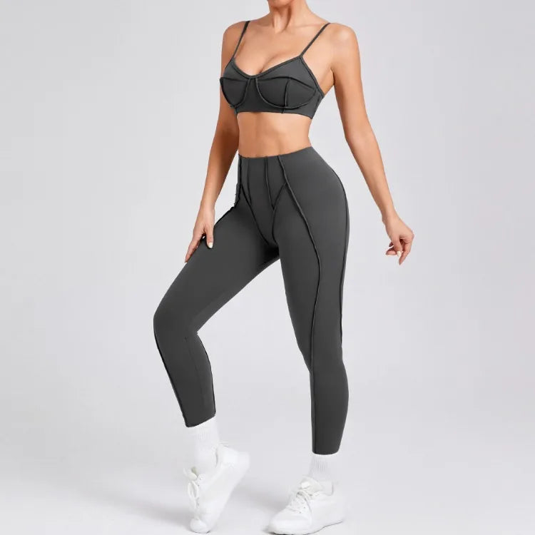 Nahtlose Yoga-Sets Sport-Fitness Hochbund-Hüfthebe-Formhose Rückenfreier BH-Anzug Workout-Gym-Leggings-Sets für Damen