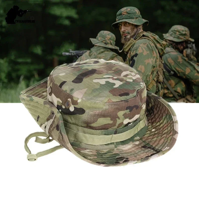 Multicam Tactical Fisherman Hats Foldable Outdoors Sniper Camouflage Fishing Cap Outdoor UV Sunscreen Panama Hunting Bucket Hat Hauptbild