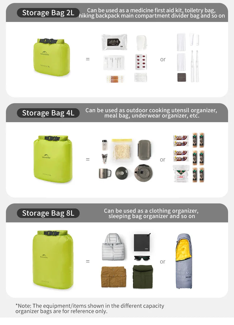 Naturehike Rolle-Aufbewahrungstasche Outdoor Reise Wandern Leicht Wasserdicht Vakuum Kompressionsspender Taschen Tragbarer Organizer