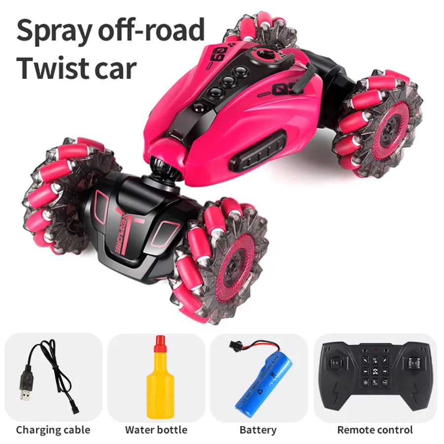 4WD RC Drift-Auto mit Musik, LED-Lichtern, 2.4G Gesten-Funkfernbedienung, Sprüh-Stunt-Auto, 360° drehbares Kletterauto, Spielzeuggeschenk