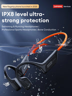 Lenovo S106 True Bone Conduction Headset Bluetooth 6.0 IPX8 Wasserdichte Kopfhörer 32GB MP3 HIFI Ohrhörer mit Mikrofon zum Schwimmen
