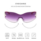 Neue Y2K Randlose Punk-Sonnenbrille Goggle Damen Herren Luxusmarke Wrap Around Sonnenbrille Fünf Sterne Eyewear Sport One Piece Shades