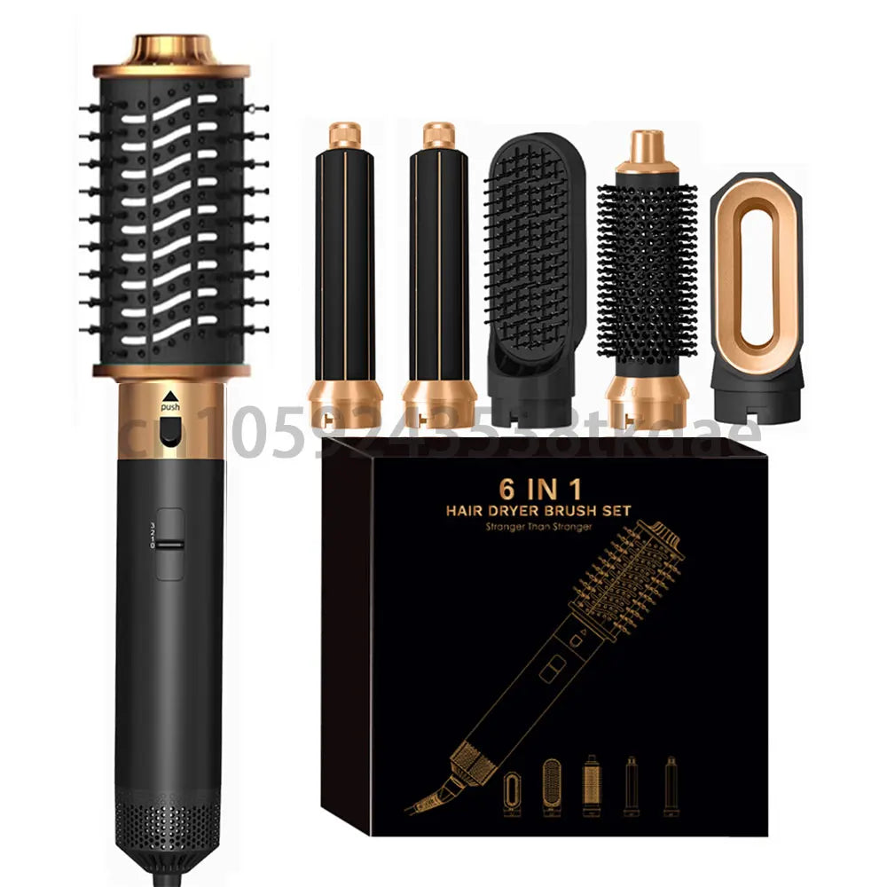 6-in-1 Haartrocknerbürste Heißkamm-Set Professioneller Lockenstab Haarglätter Styling-Tool Luft-Styling Haartrockner Haushaltsgerät
