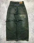 Amerikanische Y2K 2025 Neue weite Baggy Black Jeans Oversized Damen Street Casual Joker Denim-Hose Paar-Jeans Vintage Streetwear