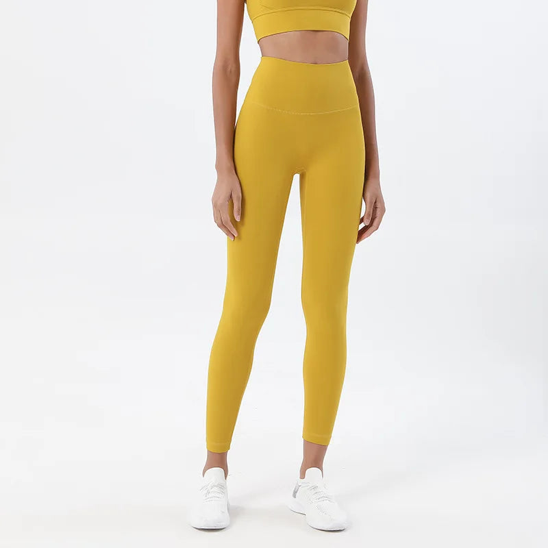 SOISOU Nylon Yogahosen Gym Leggings Damen Mädchen Fitness Weiche Strumpfhosen Hohe Taille Elastisch Atmungsaktiv Keine T-Linie Sporthosen
