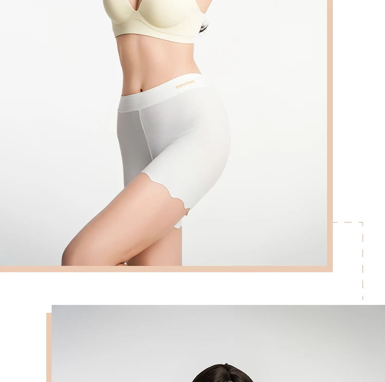 2er-Pack Nahtlose Sicherheits-Shorts Damen Eisseide Sommer Anti-Scheuer Unterwäsche Boxershorts Unterrock-Slip Übergröße Kurze Leggings 40-100kg