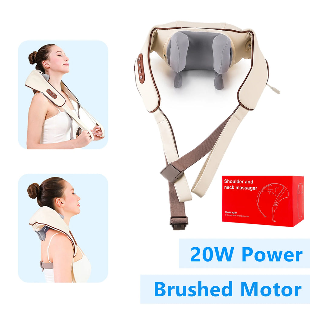 Foreverlily 26W Bürstenloser Motor Nacken- und Schultermassagegerät Kabelloses Nacken- und Rückenmassage-Schal Nackenmassager