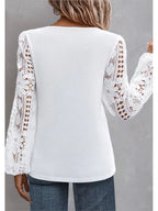 Mode Weiße Spitze Bluse Damen 2023 Neuheiten Hemden und Blusen Elegant Weiblich Locker Langarm Oberteile