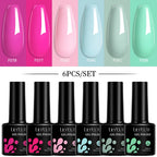 LILYCUTE 7ML 6PCS Neon Gel Nagellack Set fluoreszierend Farbwechsel Semi Permanent Soak Off Maniküre-Kit Nail Art Gel