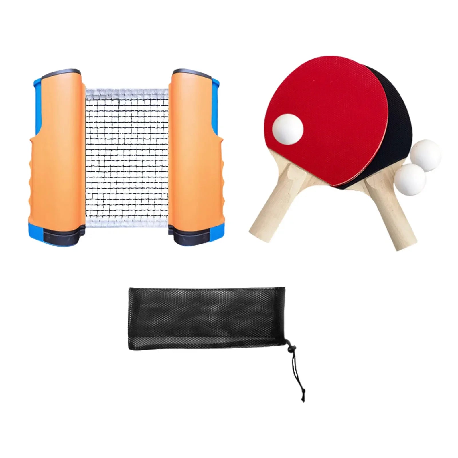 1 Satz Tischtennisschläger Satz einziehbares Netz Trainings-Tischtennis-Set Schläger Bälle für Familie Heim-Fitnessstudio Spieler Reisen Sport