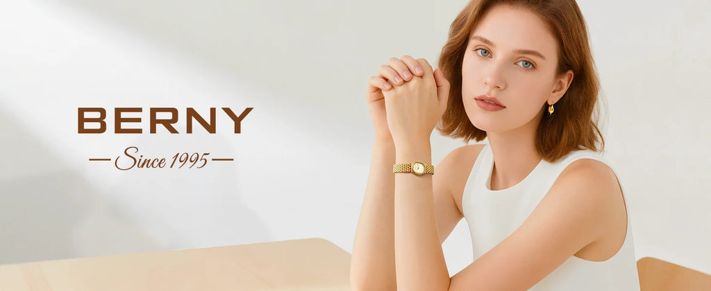 BERNY Gold Women's Watch Luxury Small Dial Ladies Gold Watch Jewelry Bracelet Quartz Lady Watch Stylish Fashion Women Watches