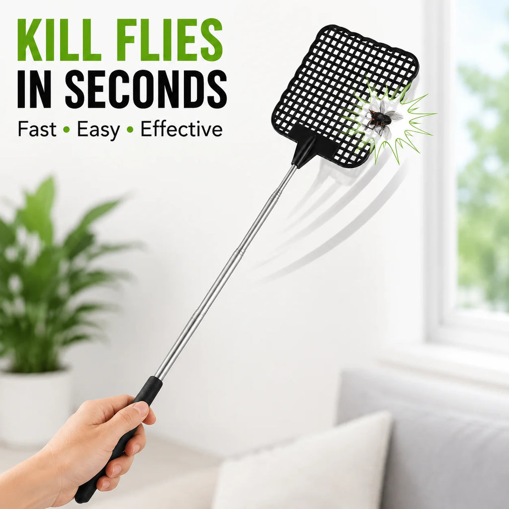 Expandable Fly Swatter Mosquito Killer Stainless Steel Swatting Device Household Indoor Outdoor Pest Control Tool